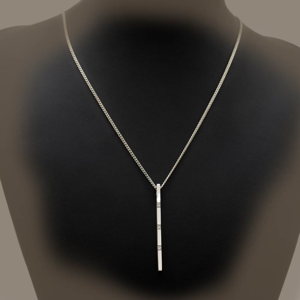 White Ice 925 Silver Pendant With Diamonds on 18K White Gold Plated Chain