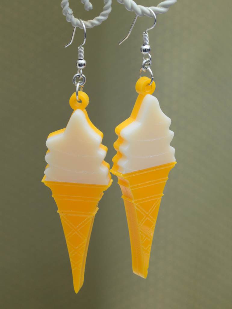 Pair Acrylic Ice Cream Cone Earrings For Pierced Ears