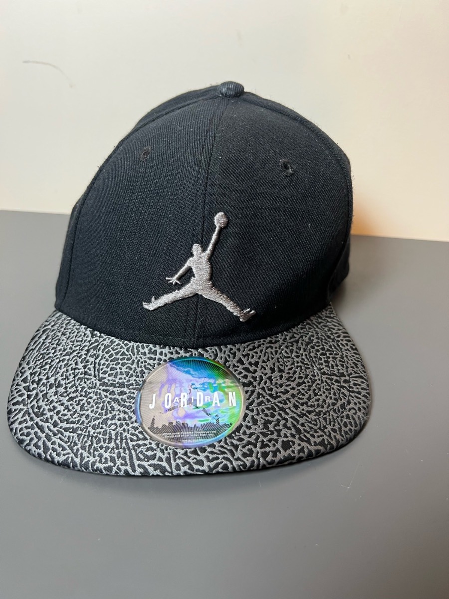 Jordan Jumpman Black/Grey Elephant Print Snapback Cap, Cotton, One Size