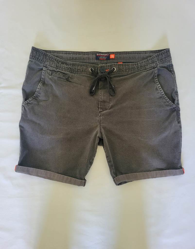 Superdry Men’s Grey Chino Shorts 2XL Drawstring Casual Summer Lightweight