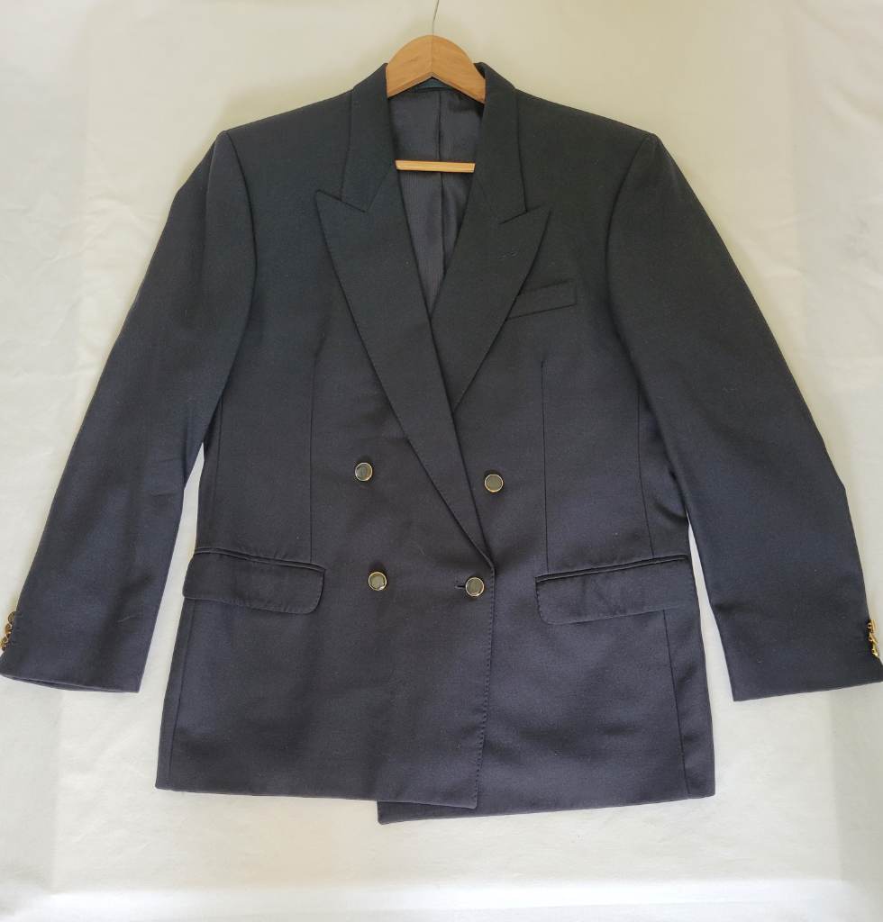 Vintage St Michael Pure New Wool Double Breasted Blazer Jacket Navy 42R UK Made