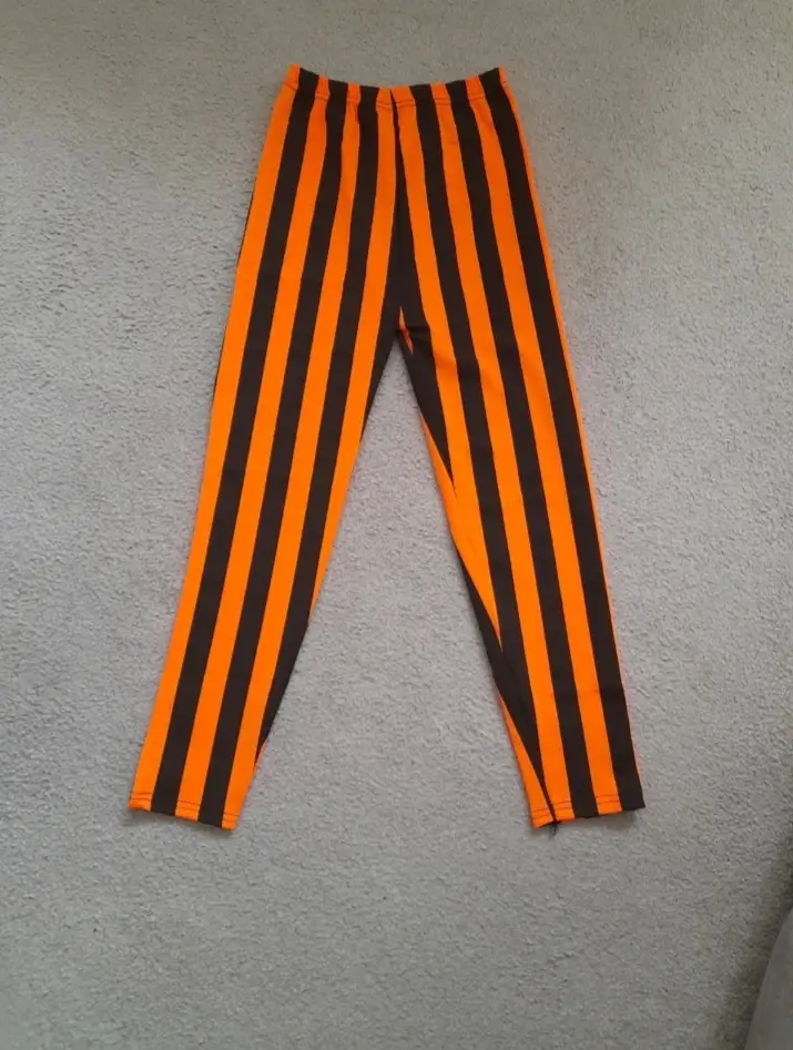 Girls Orange & Black Stripe Leggings Age 3-4 Year