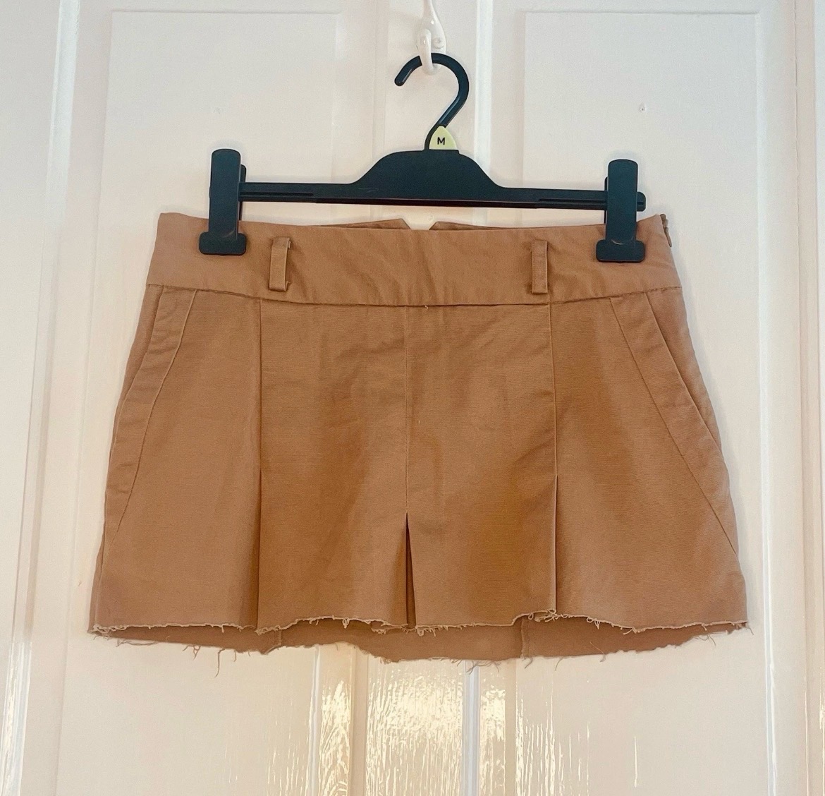 Zara, brown utility style customised mini skirt, small