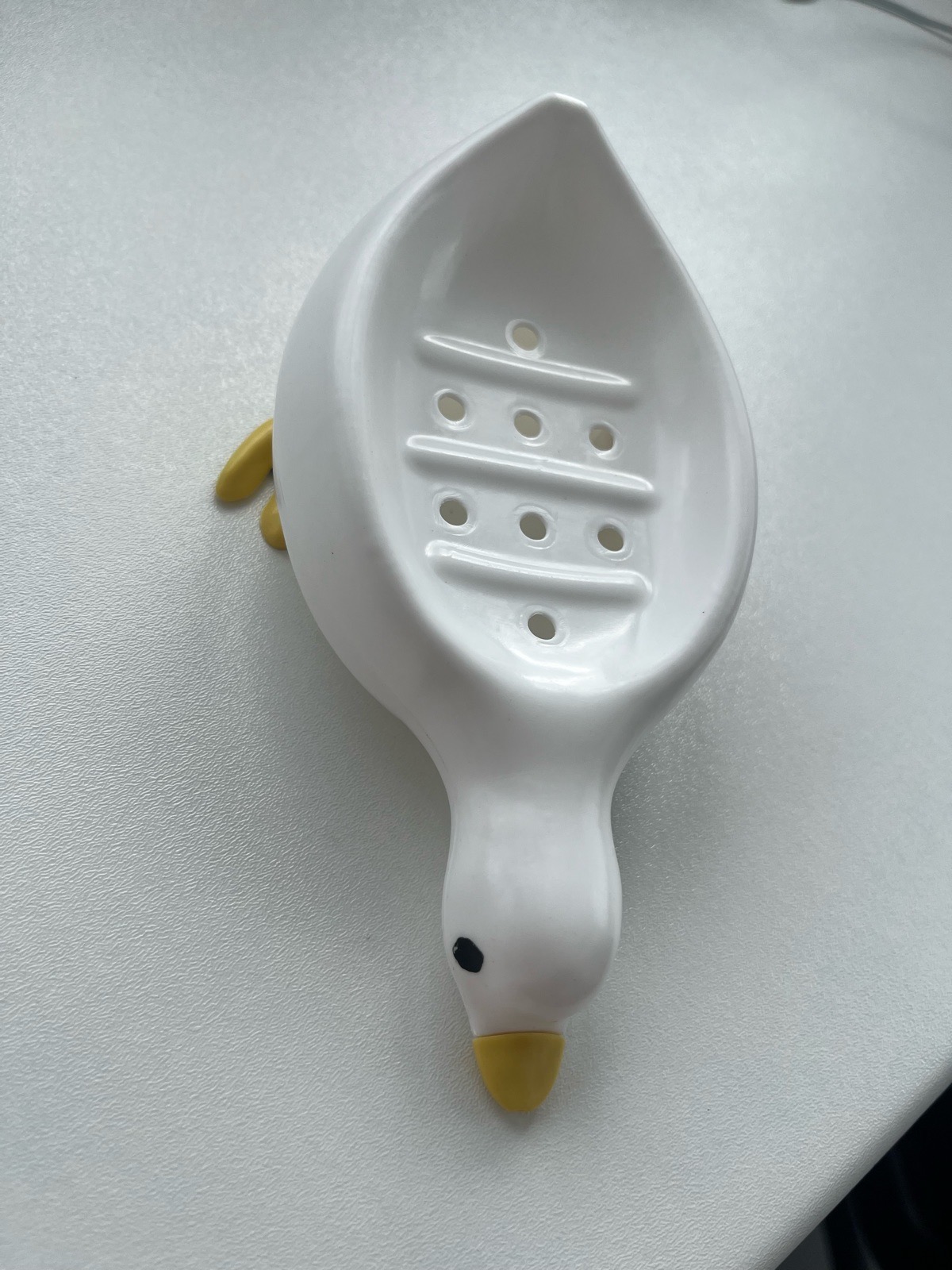 Beautiful Duck Shape Soap Case Dish White