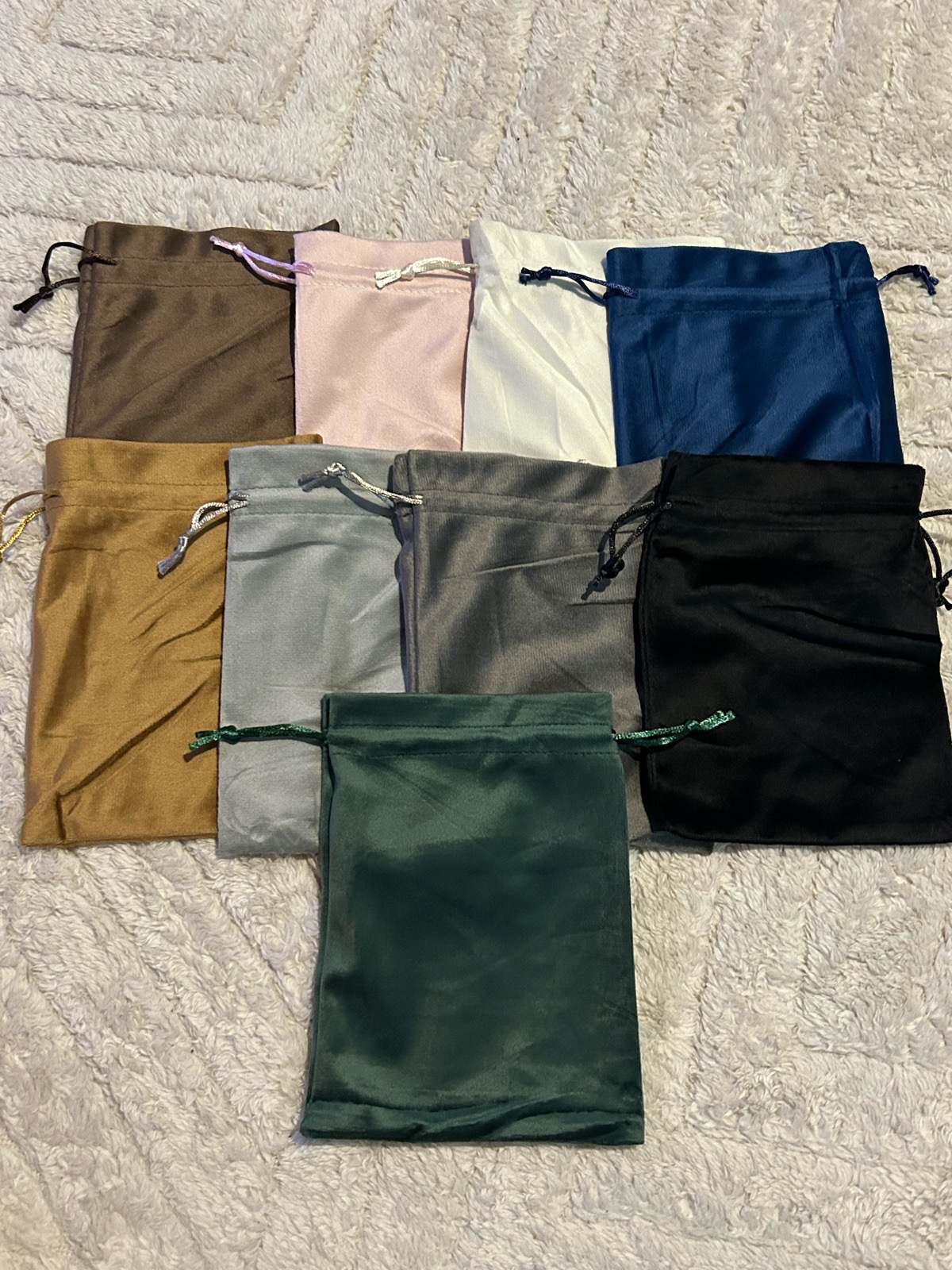 9 Piece Set of Drawstring Pouch Bags for Storage and Organisation