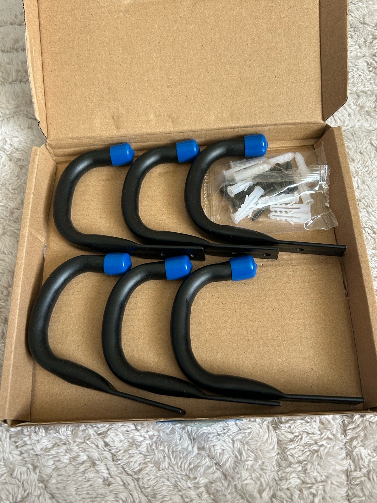 6pcs Garage Hooks Practical Storage Wall-Mounted Organisers Black Blue Metal