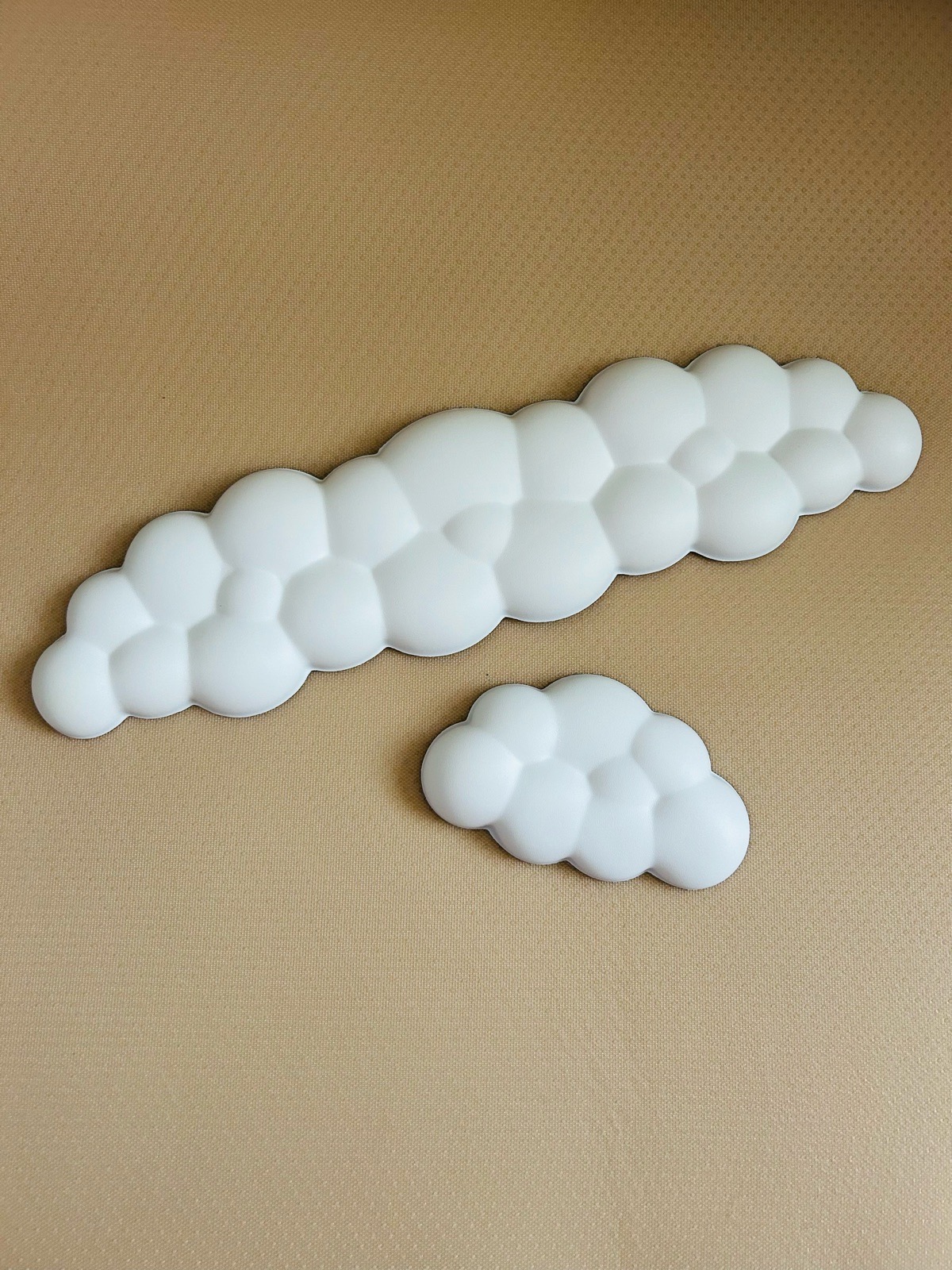 Cloud Wrist Rest Ergonomic PU Leather Memory Foam Keyboard Mouse Pad White