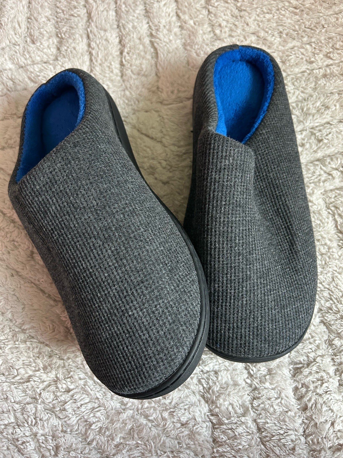 Men's Size XL 10-11 Two Tone Grey Blue Memory Foam Slippers