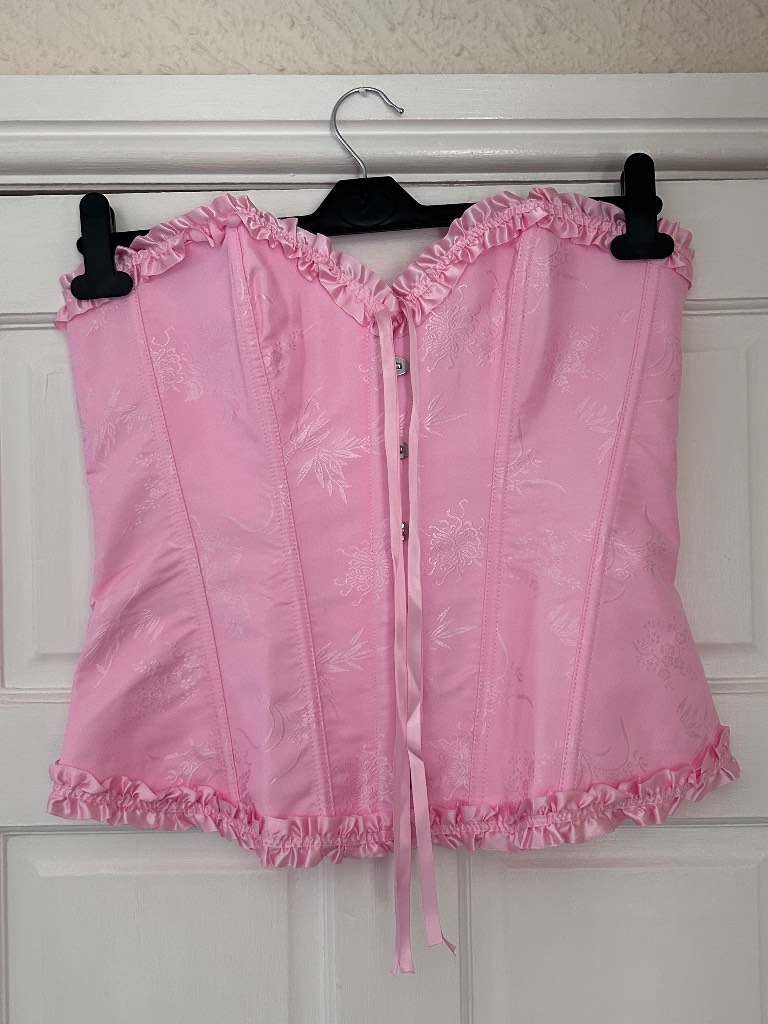 Women's Size XL Small Pink Sexy Bridal Lingerie Bustier Corset Top