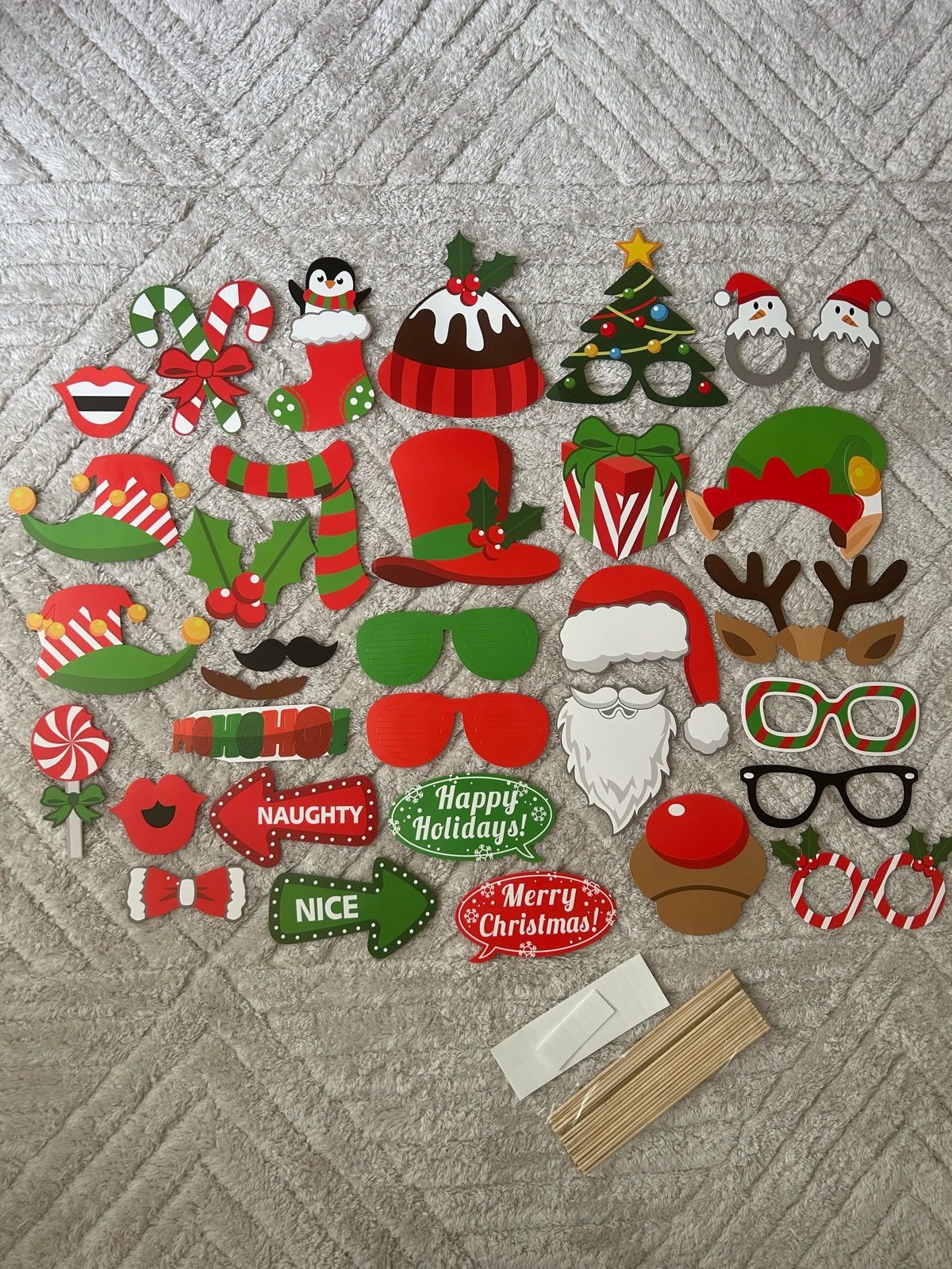 Christmas Photo Booth Props Set Fun Party Accessories & Decorations Kids Adults