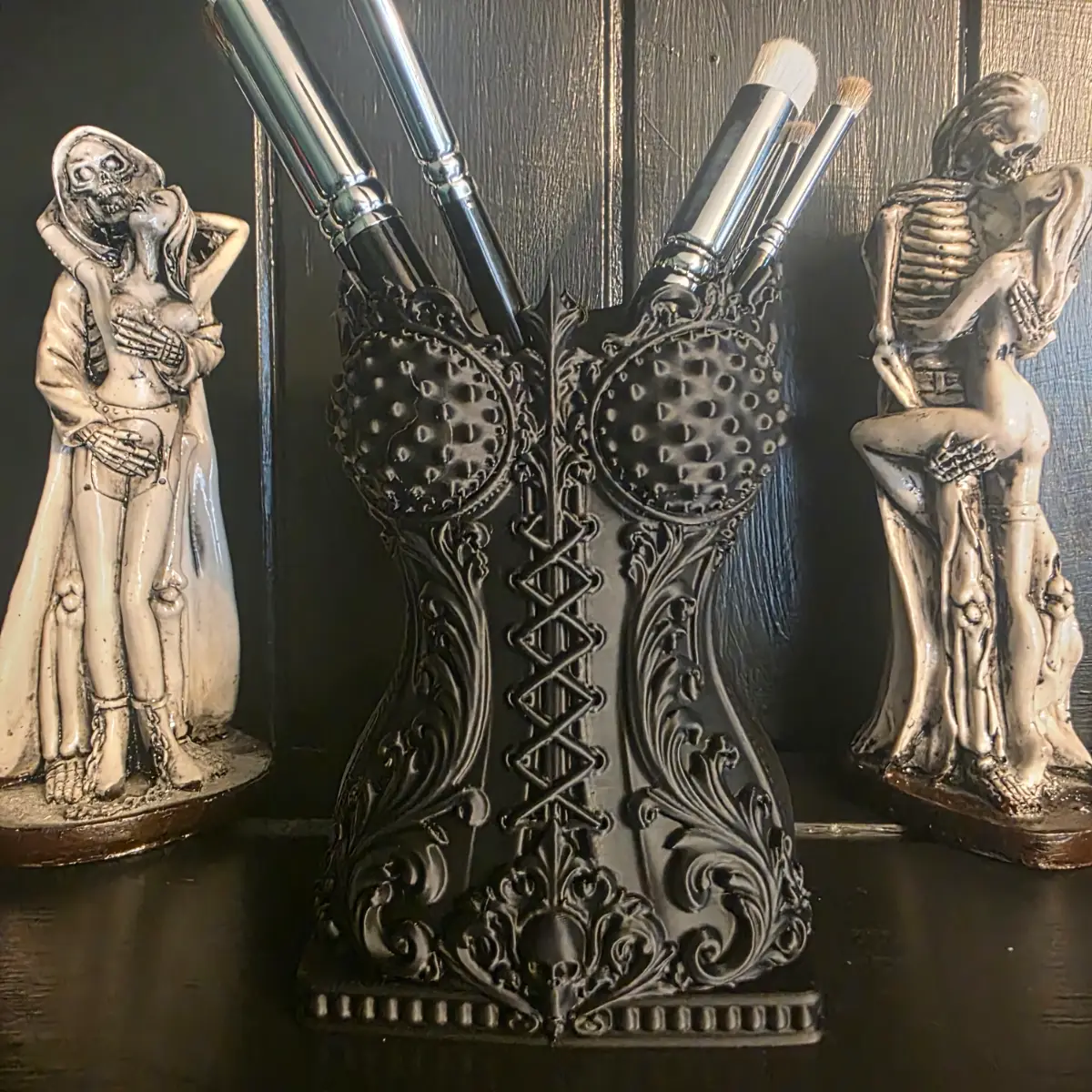 Gothic Corset Makeup Brush Holder