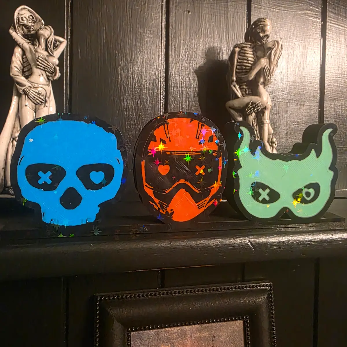 Sparkly lights out inspired bookshelf decoration