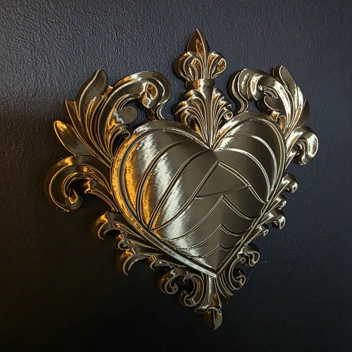 Gold gothic heart wall medallion