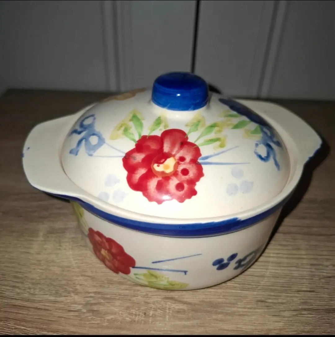 Casserole Roasting Dish Vintage Floral Rustic