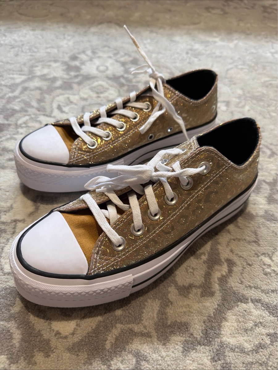 Converse Platform Gold Glitter trainers