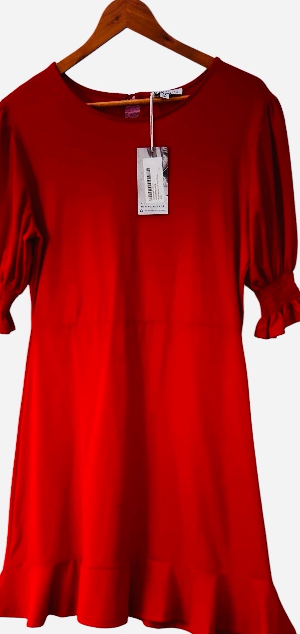 Warehouse Red Mini Dress with Ruffles - UK 14 (BNWT)