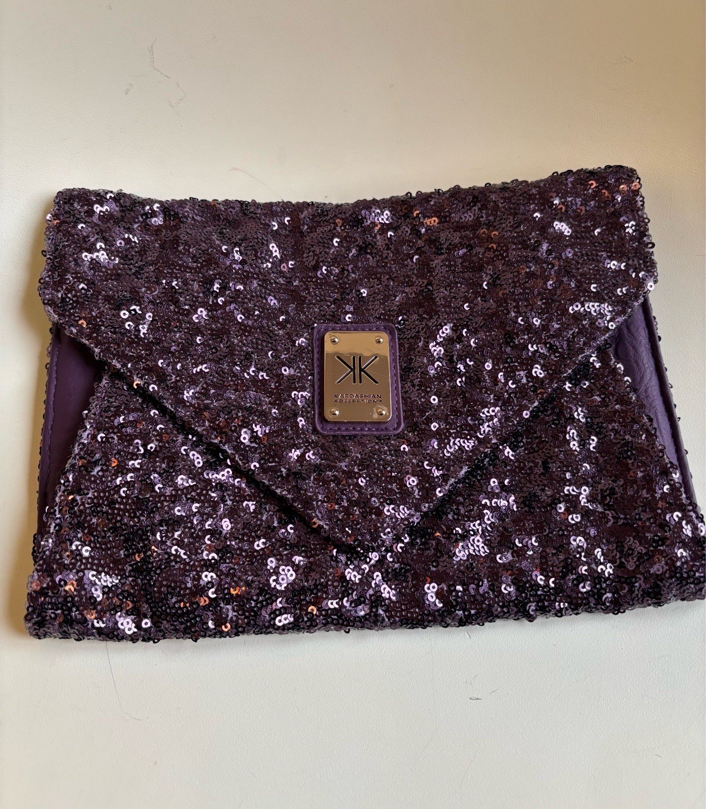 Kardashian Kollection Purple Sequin Envelope Clutch Bag - Vintage Y2K