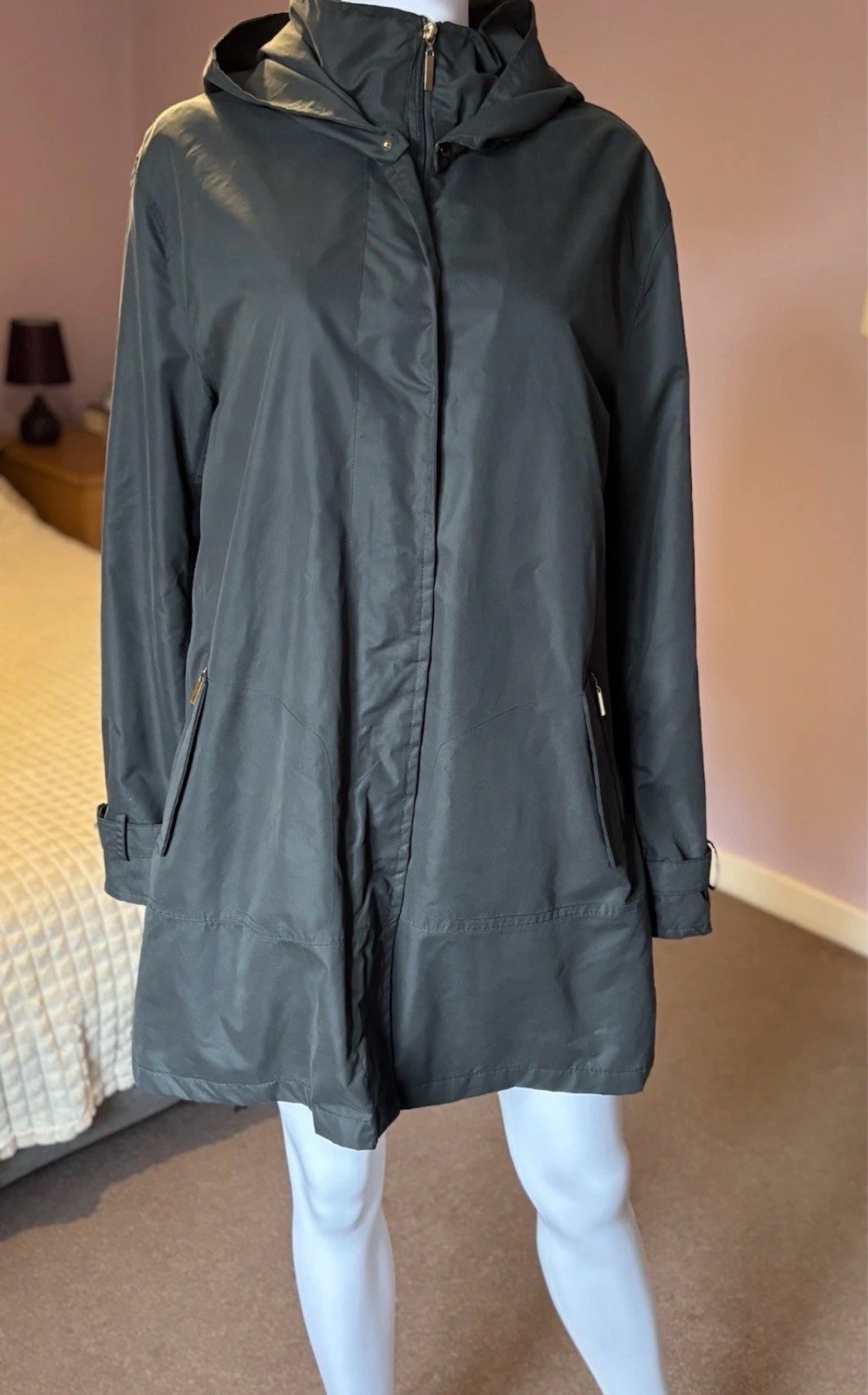 Arctic Storm women's Dark Green gold hardware details Waterproof Jacket with Zip Pockets  Size L