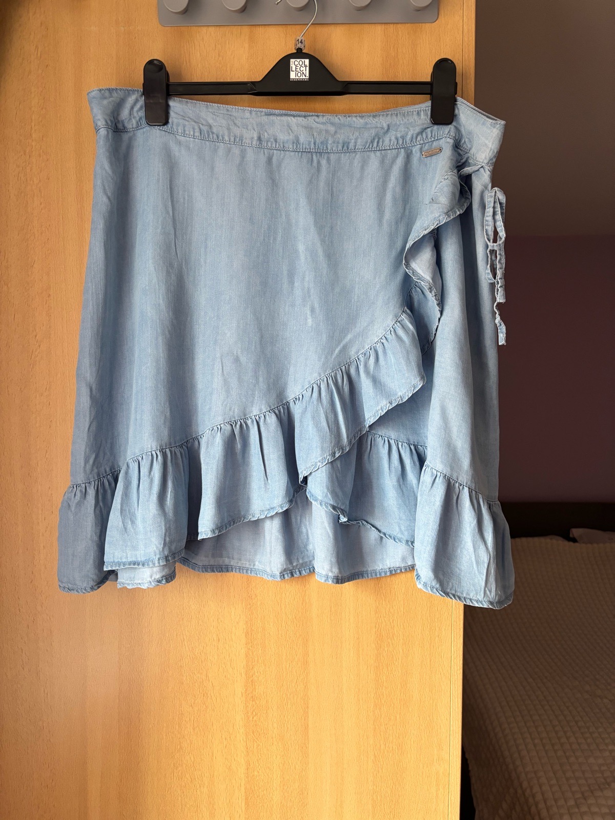 Koala Bay chambray ruffle wrap mini skirt XXL