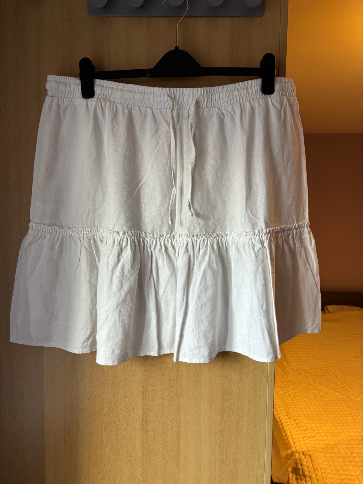 Papaya White Cotton Tiered Mini Skirt Size 18 Drawstring Ruffle