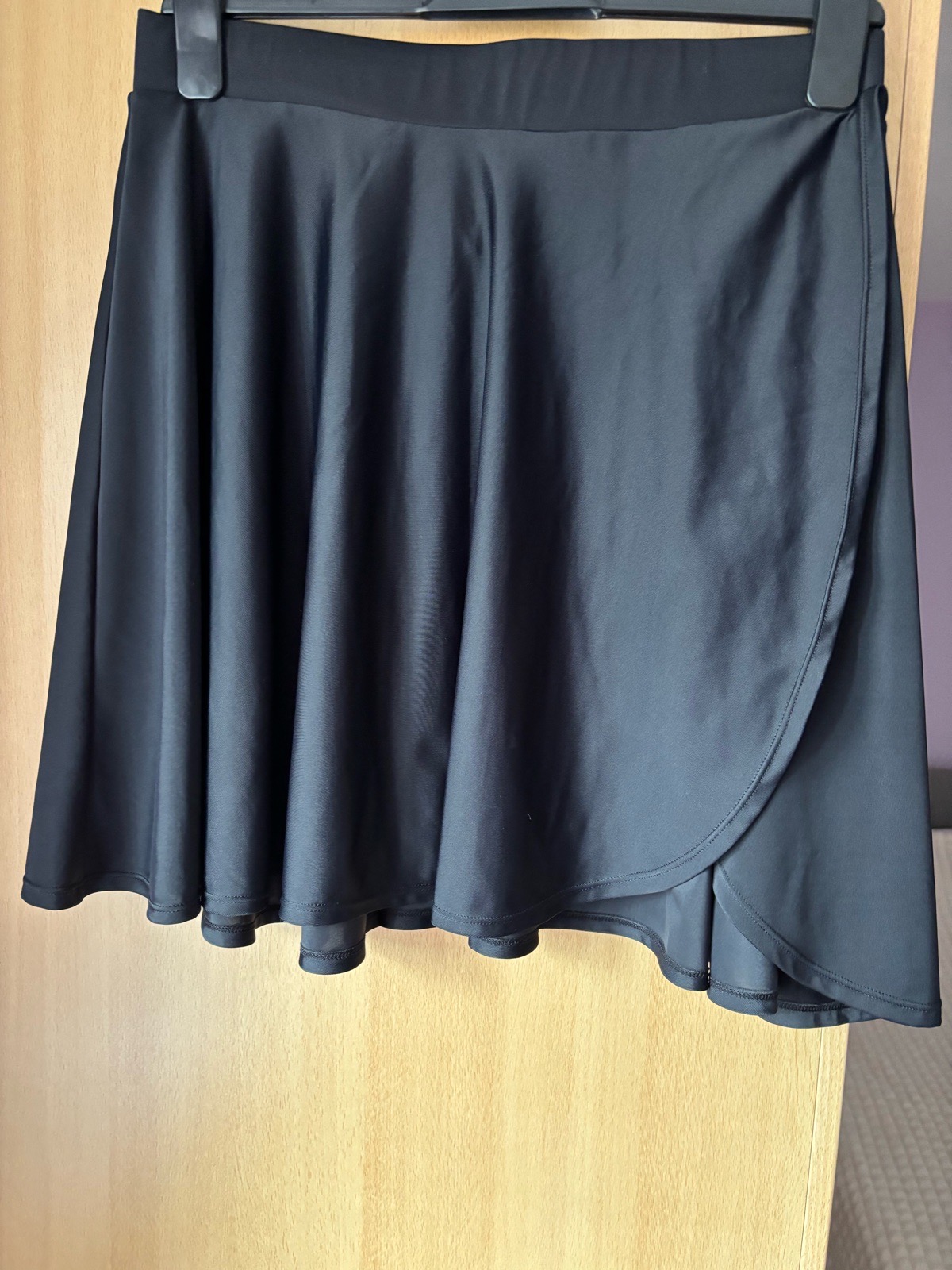 Denim & Co. Black Open Wrap Skirt / Swim Cover-Up - Size L