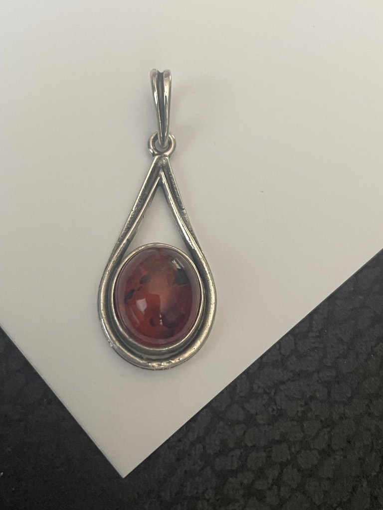 Sterling silver amber pendant