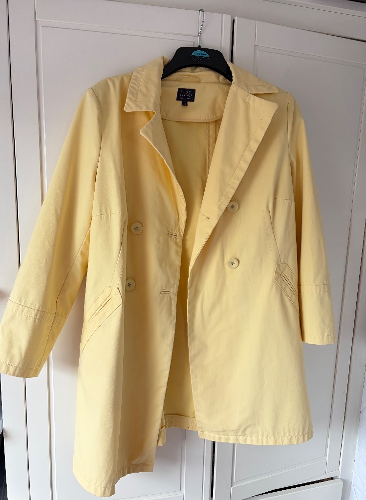 M & S Women’s Lemon yellow, double-breasted cotton trench coat/mac Size 14