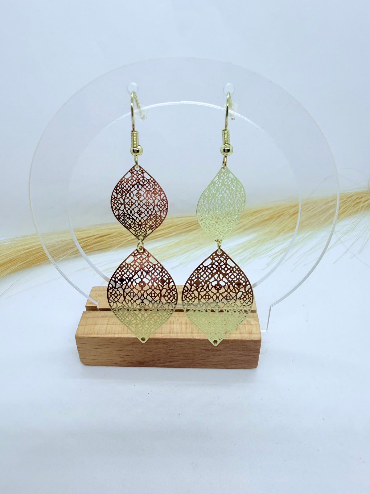 Gold Tone Filigree Teardrop Drop Earrings – Elegant Statement Jewellery