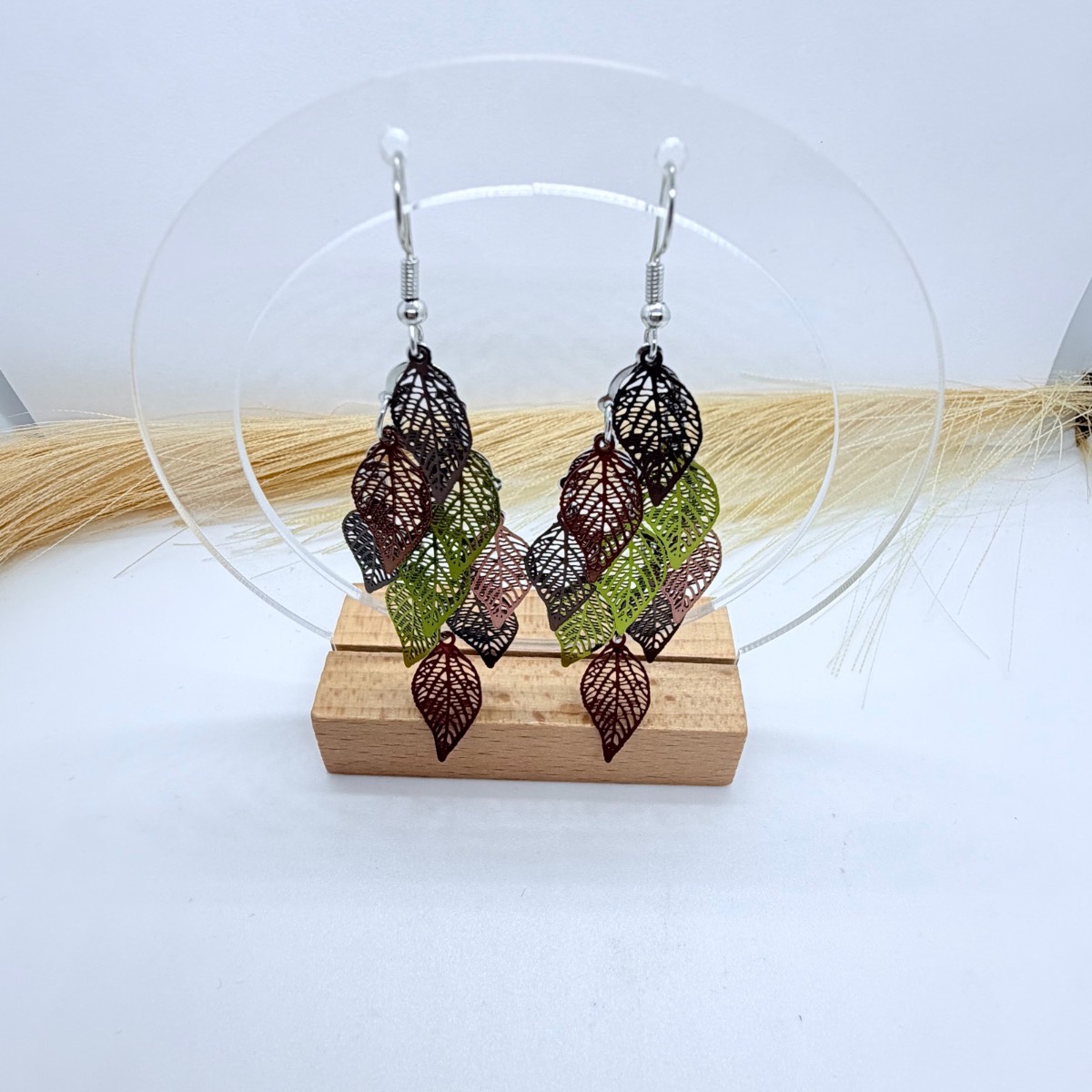 Boho Multicolour Leaf Drop Earrings