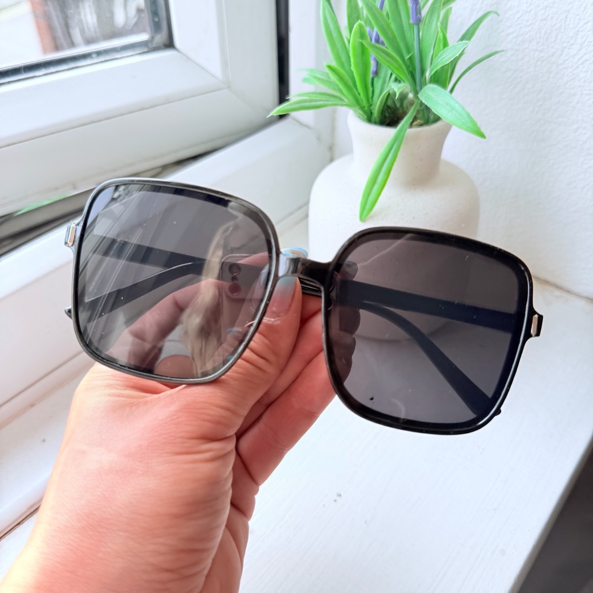 Oversized Black Square Sunglasses Dark Smoke Lenses Modern Unisex