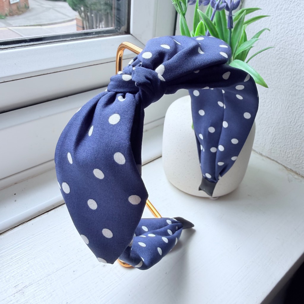 Vintage Style Navy Polka Dot Headband