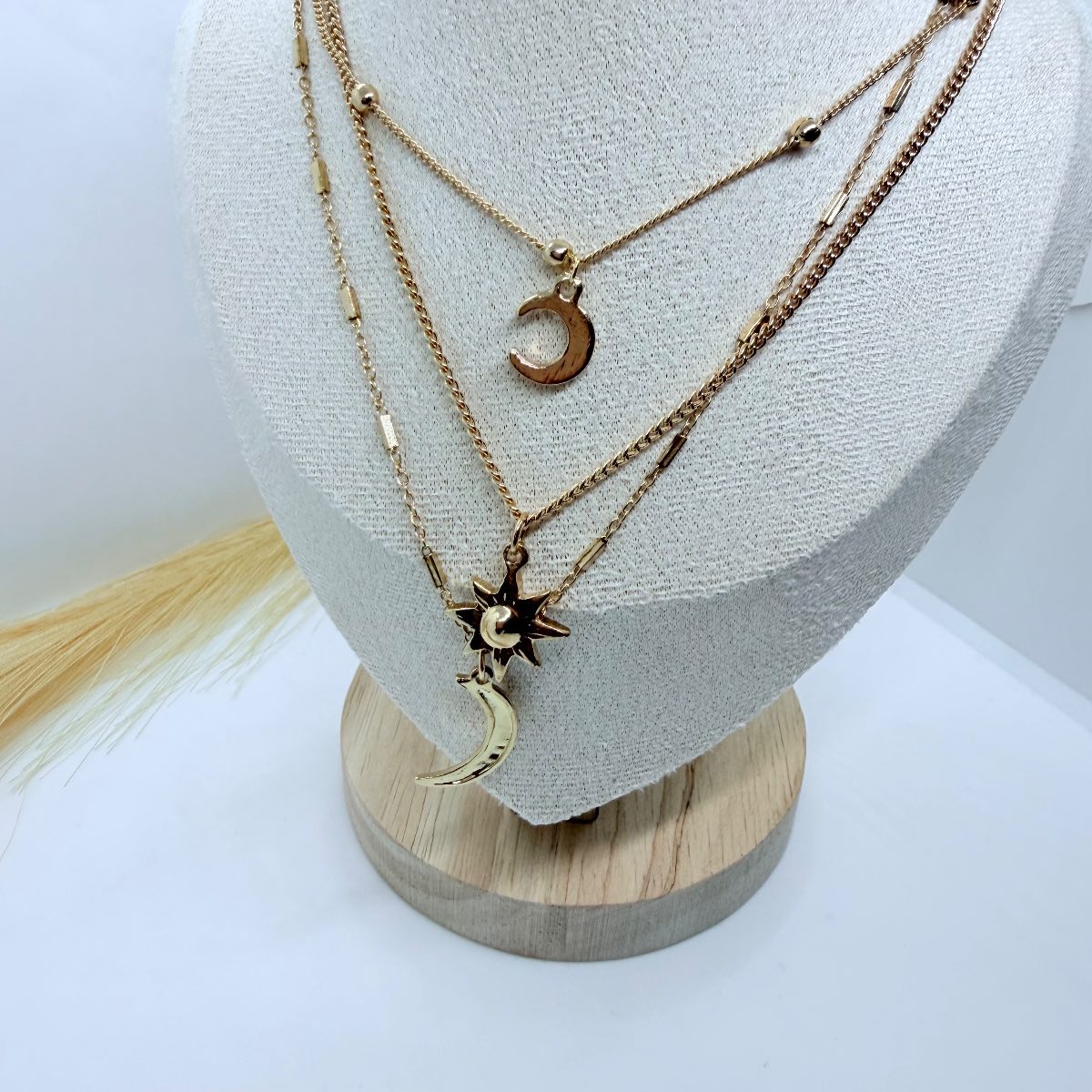 Layered Celestial Sun & Moon Necklace | Gold Multi Layer Chain | Boho Jewellery Gift