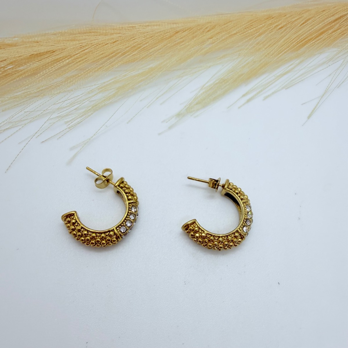 Gold Hoop Earrings | Crystal Accent Hoops | Elegant Vintage Style Jewellery