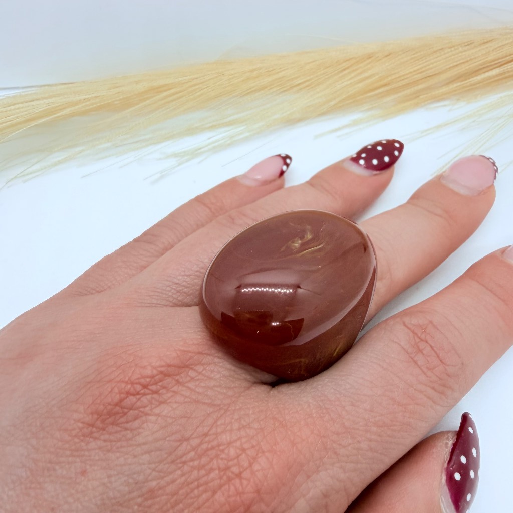 Brown Resin Statement Ring