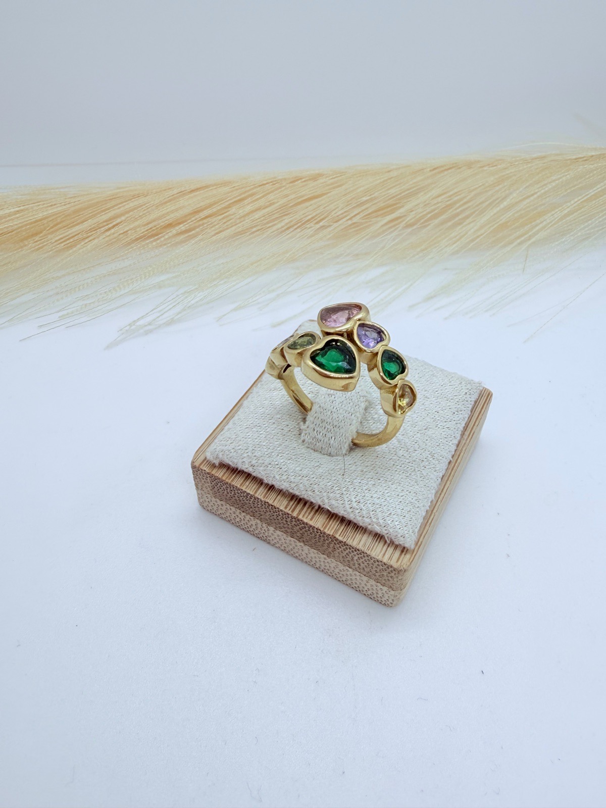 Multicolored stainless steel adjustable women ring