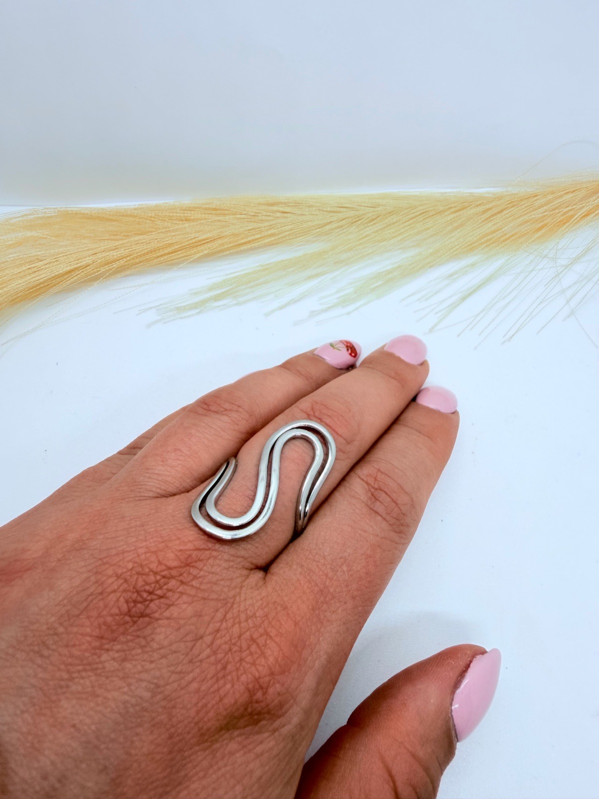 Silver S Shape Statement Ring Modern Minimalist Curved Design Women Fashion Jewellery