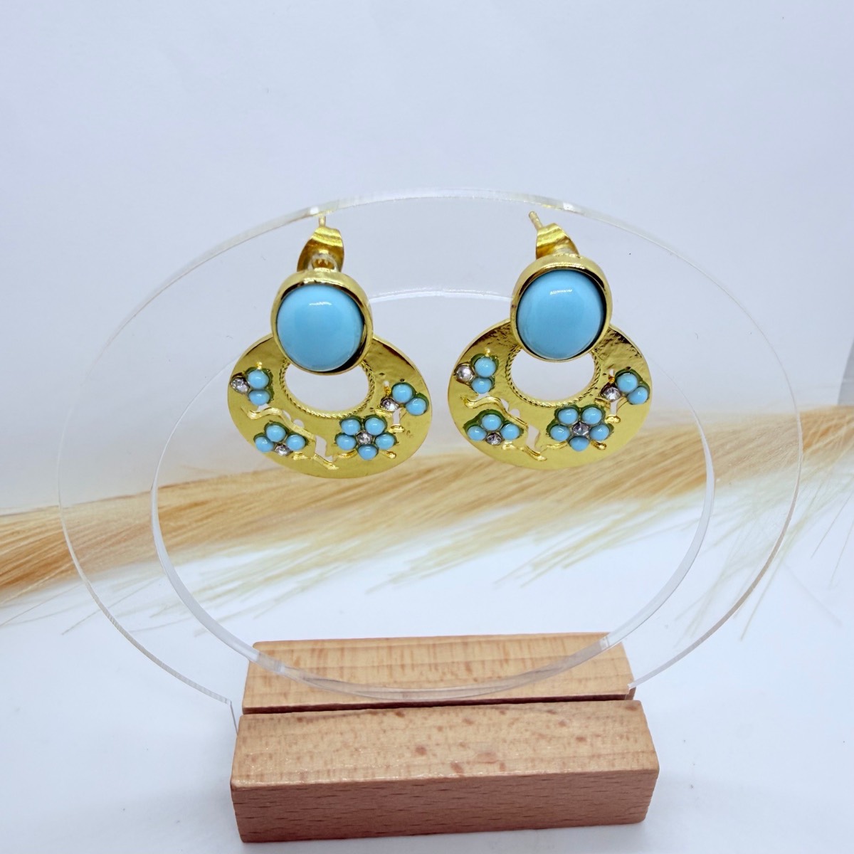 Blue Floral Statement Earrings 💙
