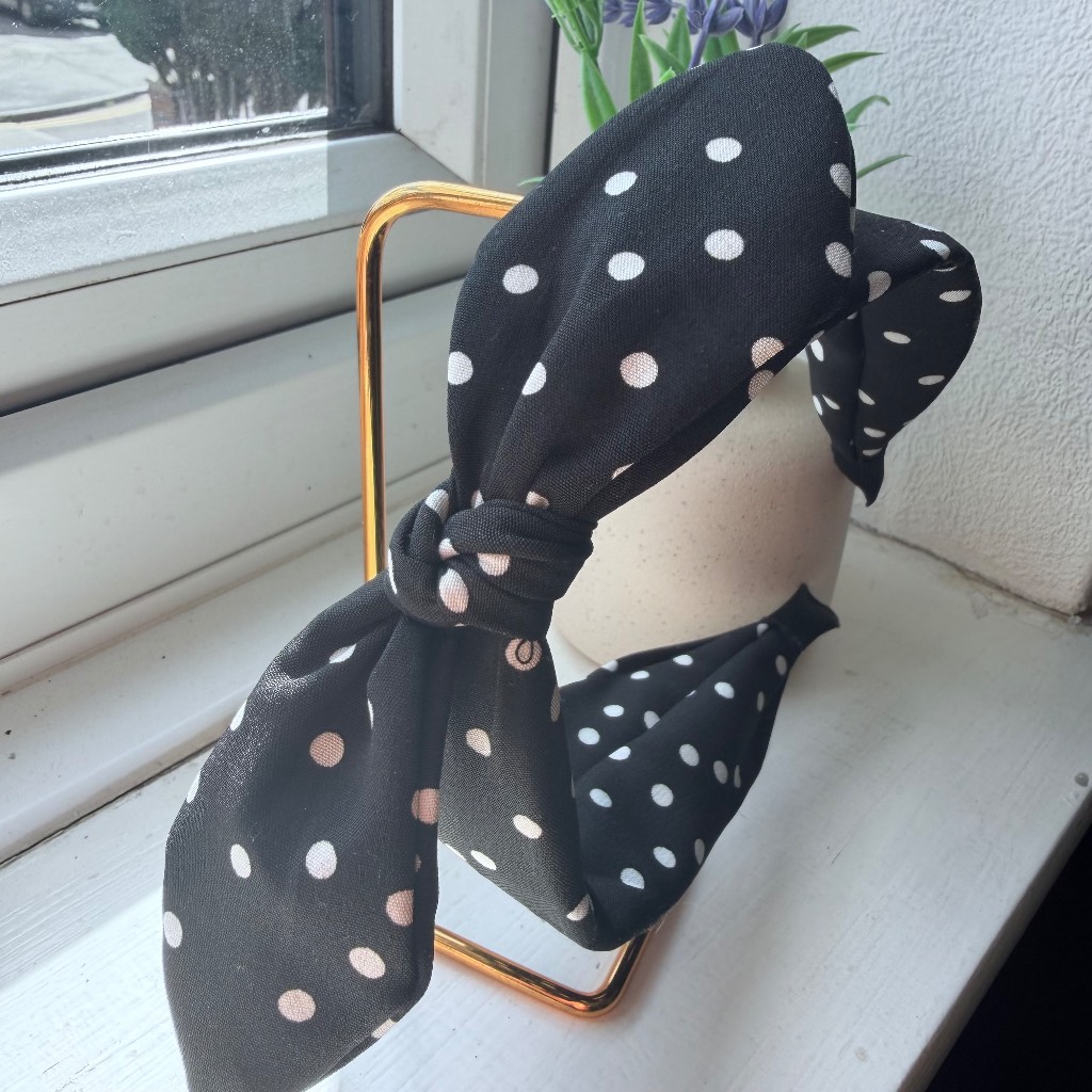 Retro Polka Dot Bow Headband