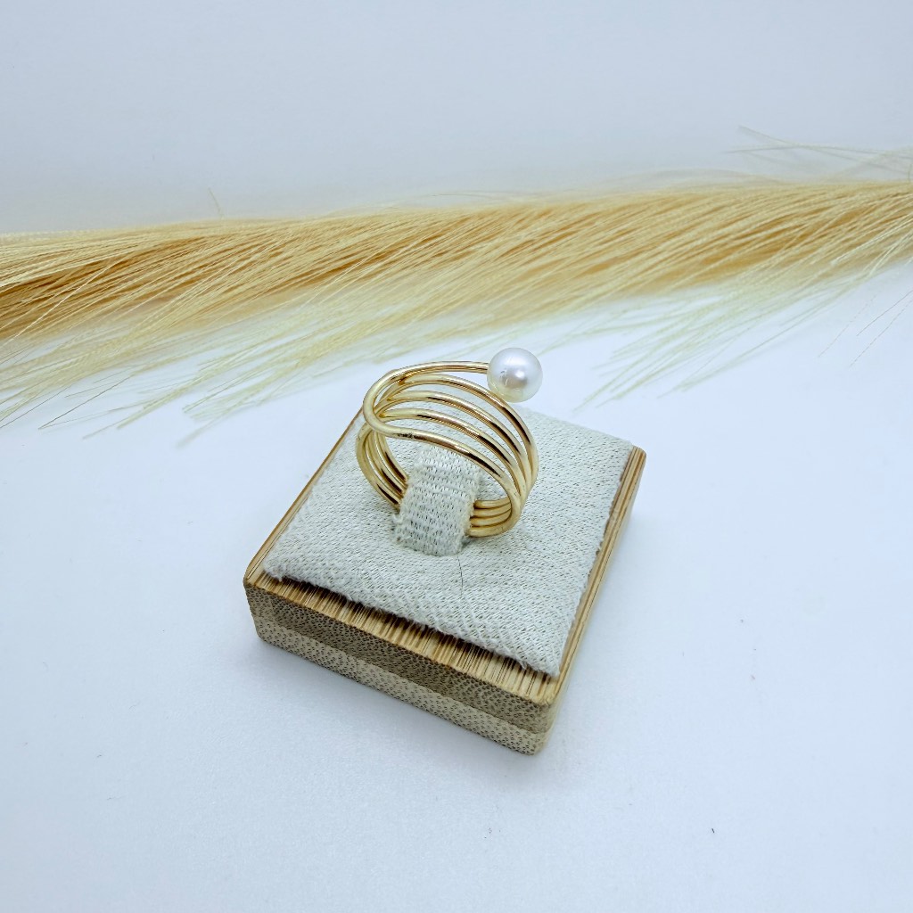 Gold Multi-Layer Pearl Ring