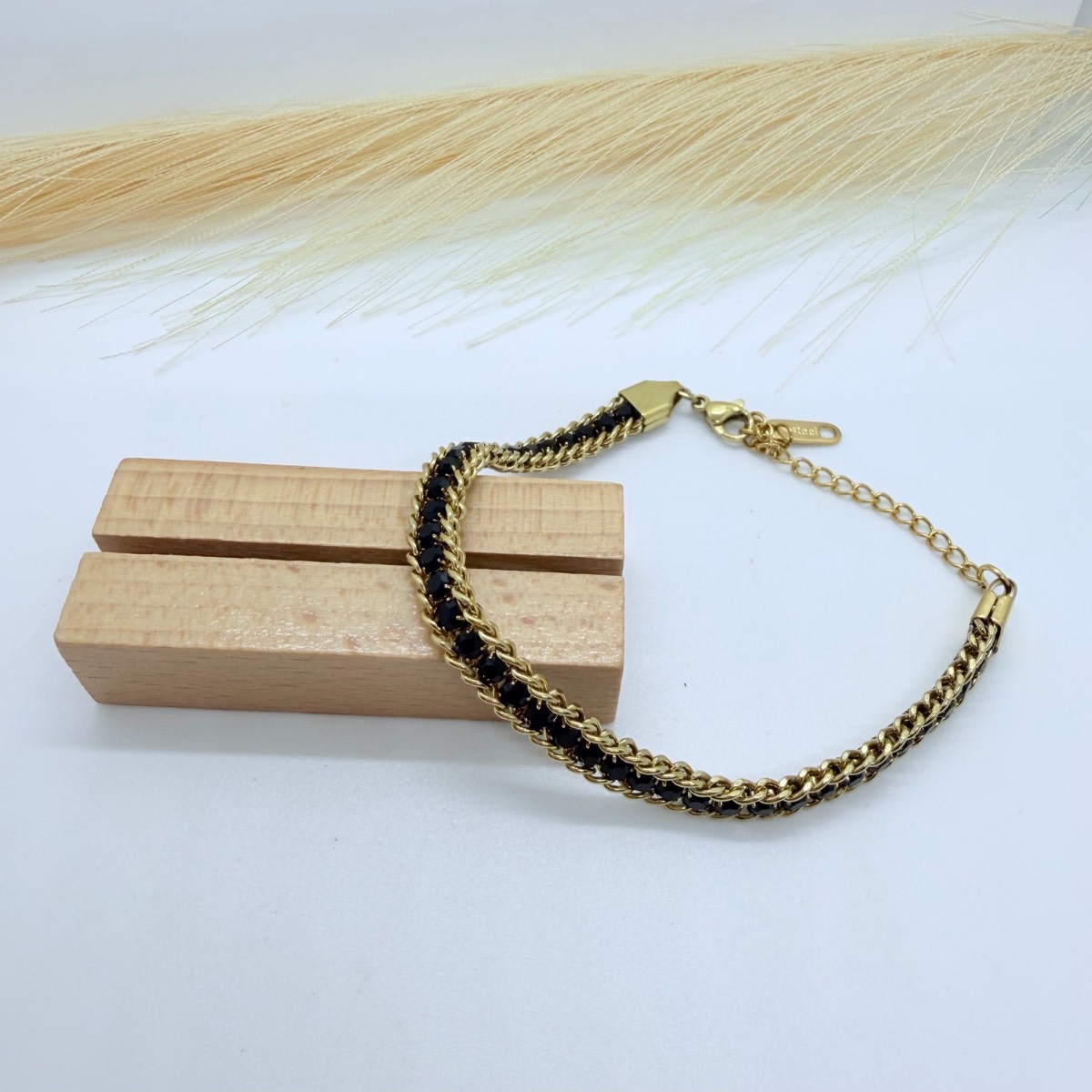 Black & Gold Chain Bracelet 🖤✨ Chic Layered Look Adjustable