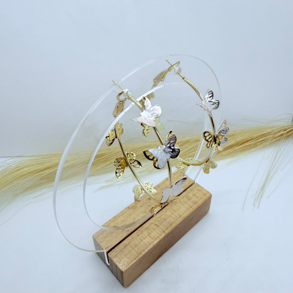 Gold Butterfly Hoop Earrings Statement Fashion Jewellery