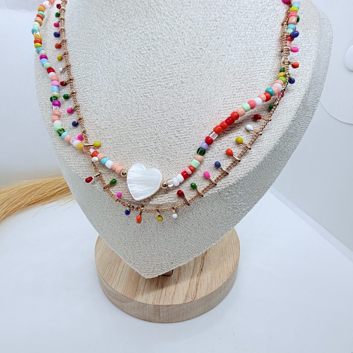 Colourful Heart Layered Beaded Necklace