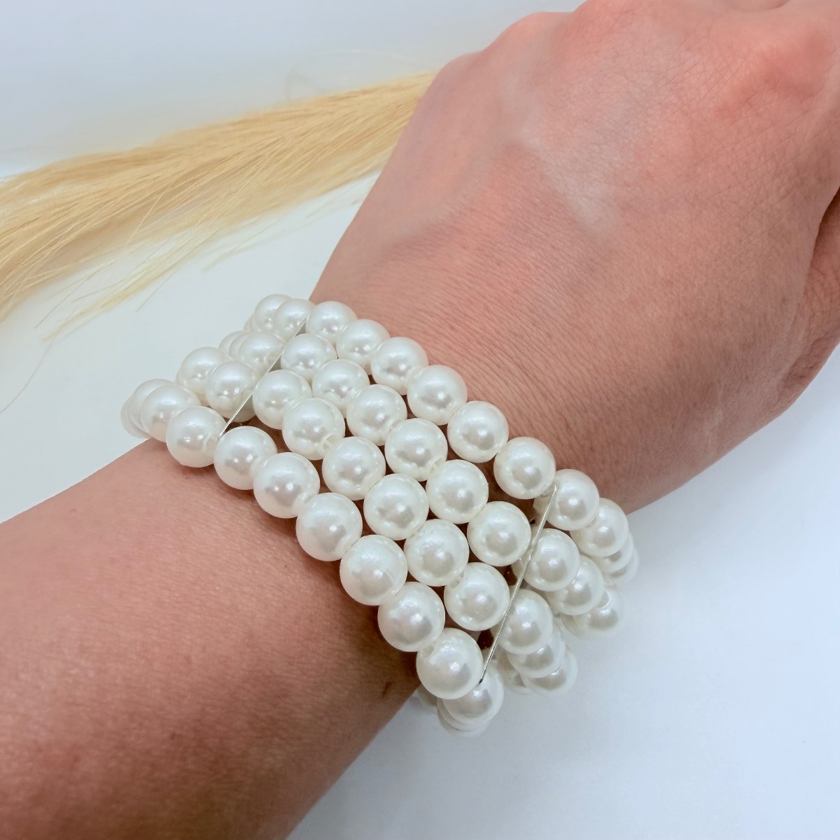 Elegant Multi Strand Faux Pearl Stretch Bracelet Wedding Bridal Jewellery