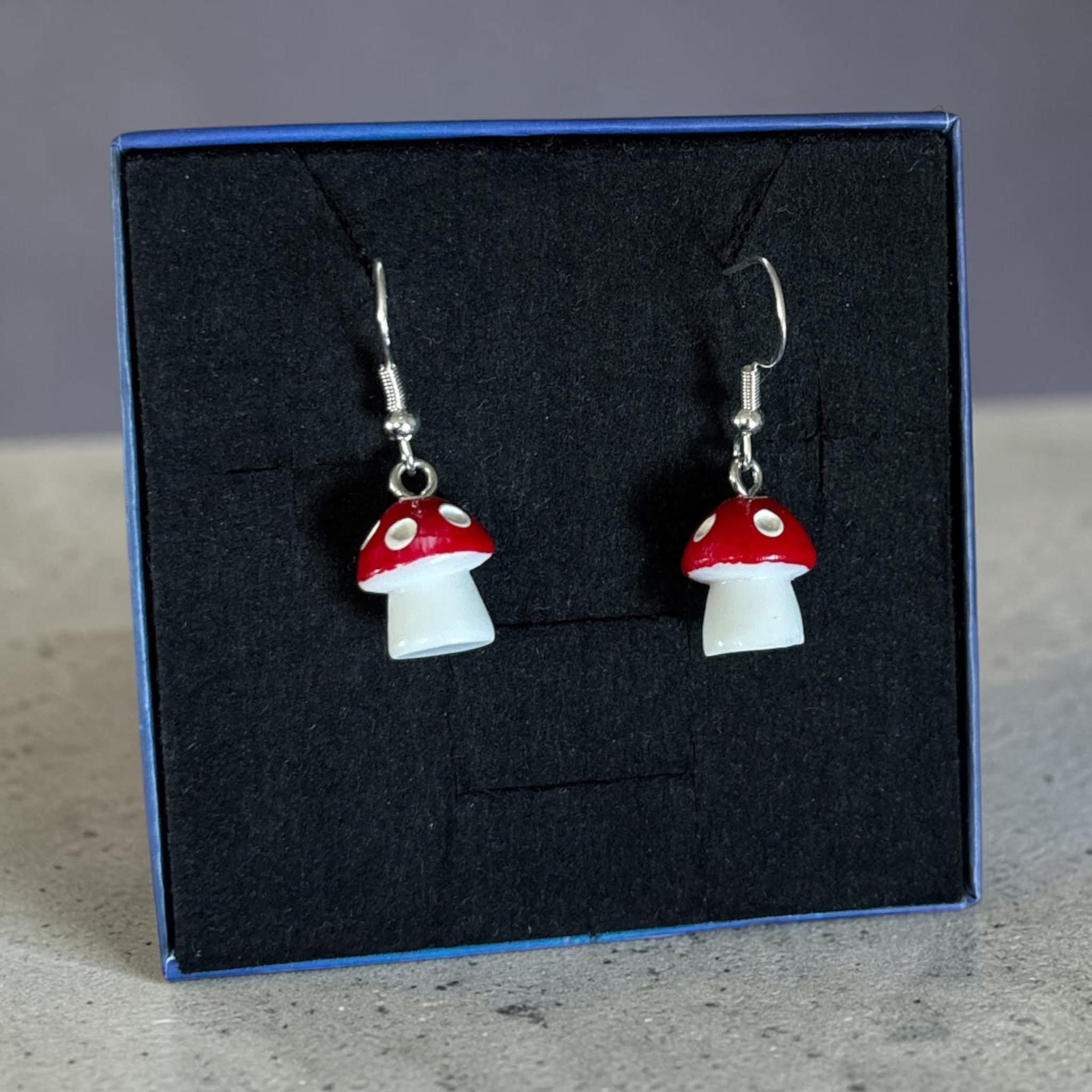 Handmade 925 sterling silver hook earrings mushroom pendants