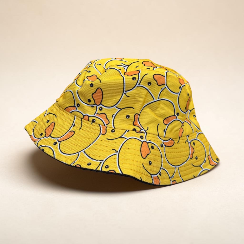 Yellow fun duck bucket hat one size adults
