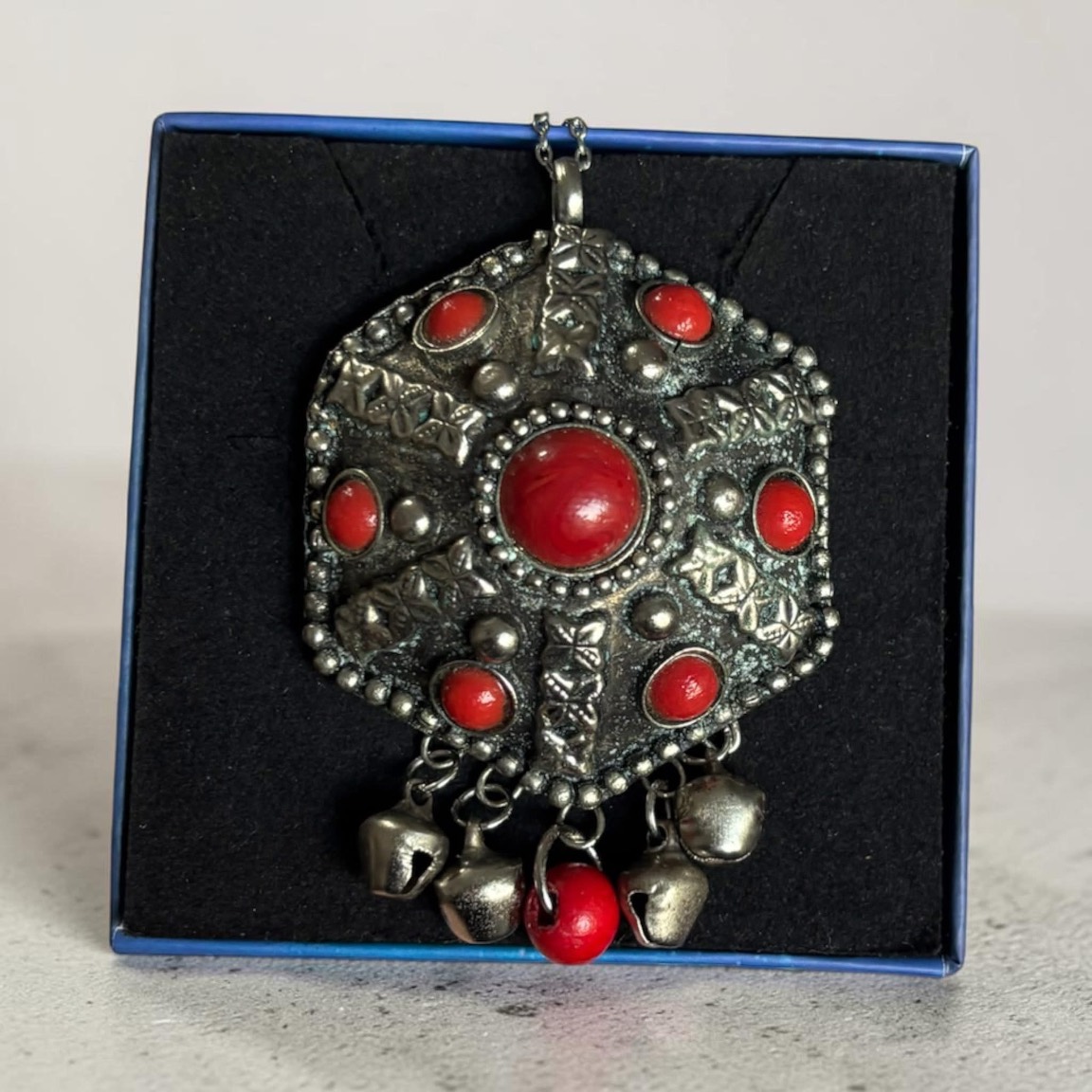 Handmade tribal turkman bell pendant necklace