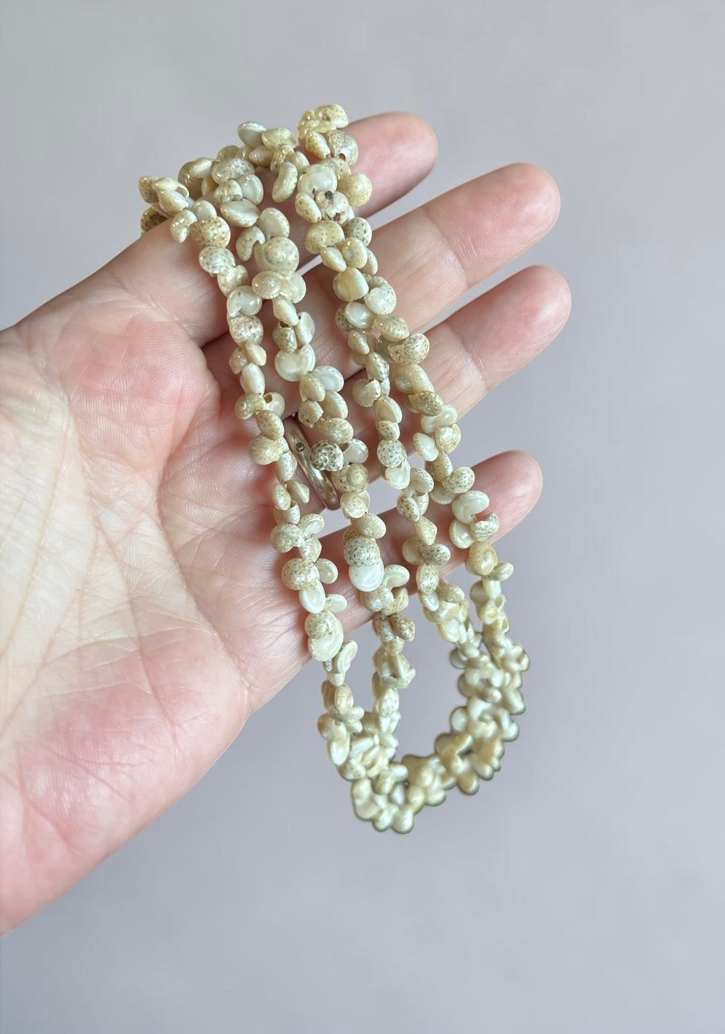 Handmade 47cm long mini shell beaded necklace