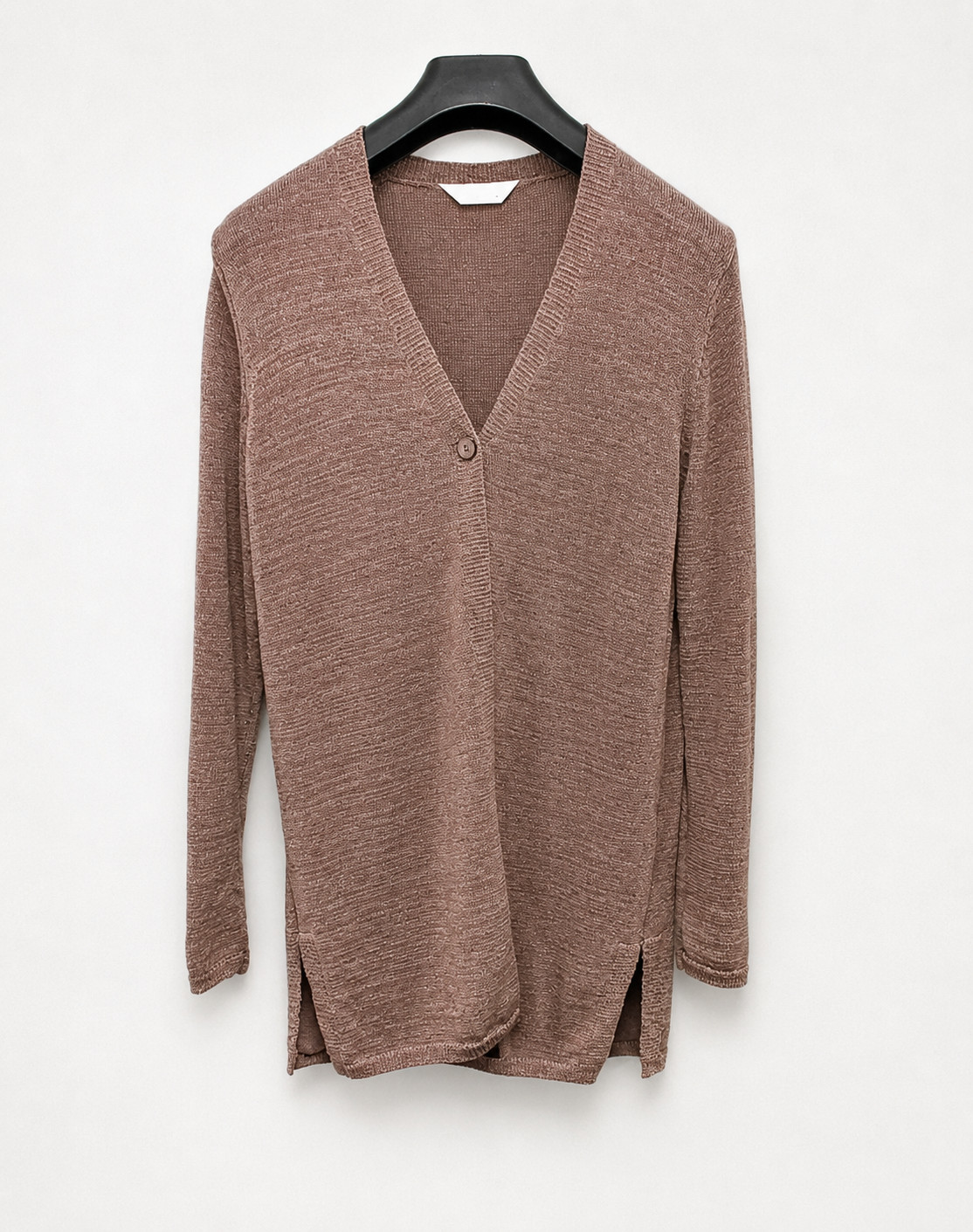 Vintage St Michael Marks & Spencer Taupe Knit V-Neck Long Sleeve Jumper 12