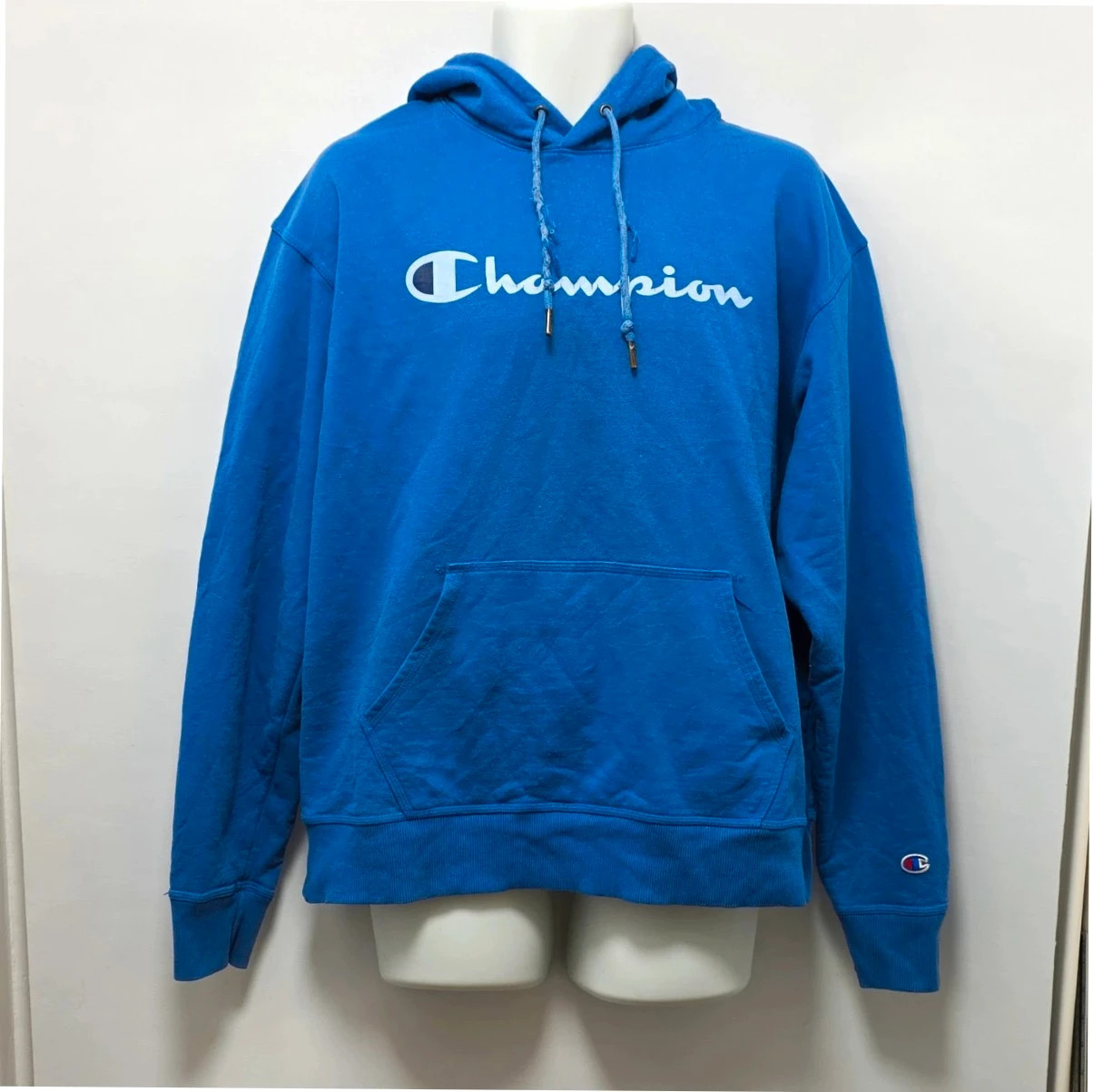 Champion Authentic Athleticwear Blue Logo Pullover Hoodie Pockets Men's L