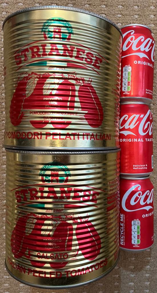 2 x Empty Strianese Metal Tins 2.5kg 15cm Kitchen Storage Plant Pot in VGC